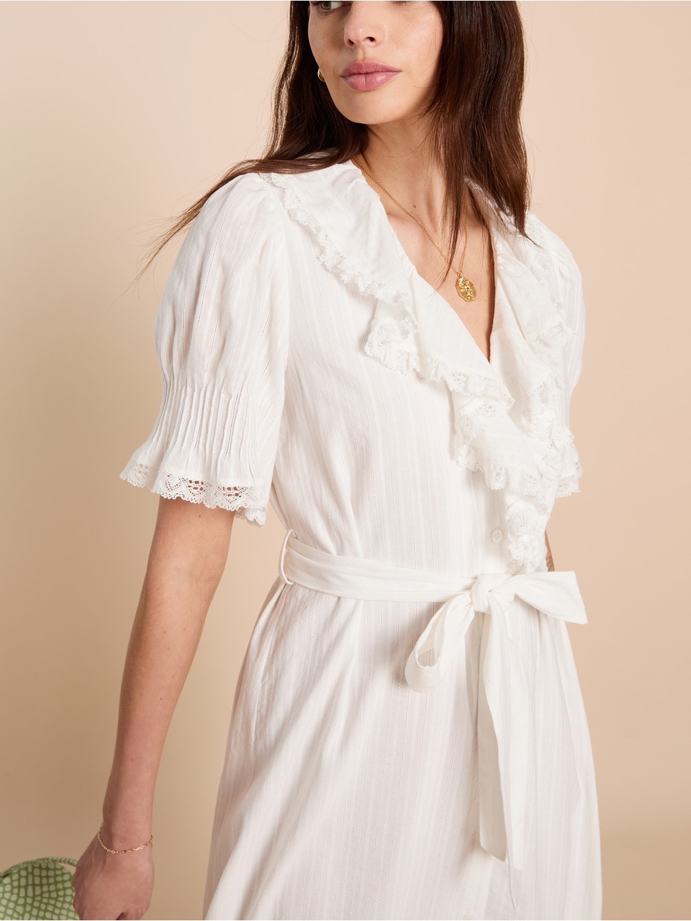 Vida Cotton Midi Dress by O.P.T (OPT) White NWT - Picture 5 of 7